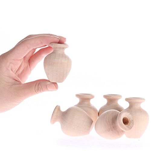 Factory Direct Craft Group of Mini Unfinished Wood Urn Vases for Wedding and Party Favors, Fairy Gardens and Other Places (2 inches high x 1 1/2 inches diameter, Group of 24)