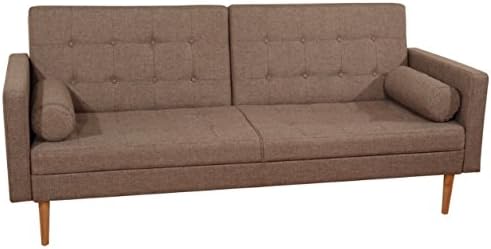 Mercury Row Fabric Upholstered Cosy 3 Seater Sofa Bed - Easily Converts Into A Bed (Oatmeal)