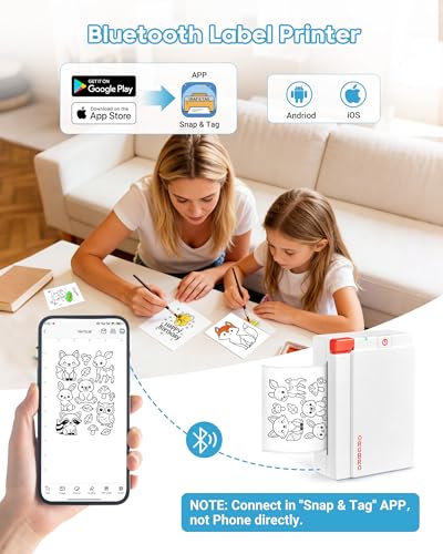 ORGBRO Sticker Printer Machine, X3 Mini Printer Print Pods Portable Thermal Inkless Sticker Maker, 2-3 Inch 300 DPI Bluetooth Pocket Printers for Smartphones, Notes, Journal, Photos, DIY, Kids Gift