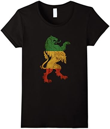 Womens Vintage Rasta Lion T-shirt Small Black