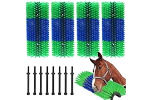Garvee 4-Pack Livestock Scratching Brushes – Heavy-Duty Animal Grooming Tool with Mounting Hardware for Cows, Horses, Sheep, 