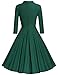 MUXXN Women's V Neck Elegant 3/4 Sleeve Vintage Bridesmaid Party Dress (M, Dark Green)