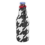 Insulated Neoprene Bottle Koozie with Zipper (Houndstooth)