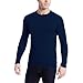 100% Merino Wool Lightweight Mens Base Layer - Long Sleeve Crew Shirt Navy Large