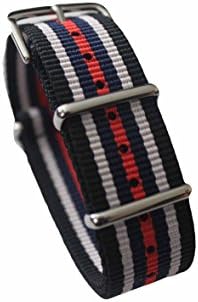 Watch Aficionado 24 - Watch Bands Straps - Choice Of Color 20mm Premium Heavy Duty Durable Ballistic NATO Nylon James Bonds Style Straps (Black white blue red, 20mm)
