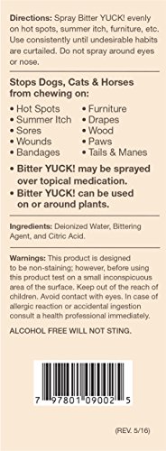 NaturVet Bitter Yuck! No Chew Spray for Dogs and Cats, 16 oz Liquid , Made in USA