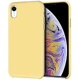 Anuck iPhone XR Case, Anti-Slip Liquid Silicone Gel Rubber Bumper Case with Soft Microfiber Lining Cushion Slim Hard Shell Shockproof Protective Case Cover for Apple iPhone XR 6.1" 2018 - Yellow