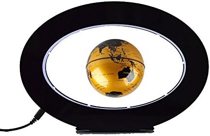 Conpush Decoration Magnetic Levitation Floating Globe World Map with LED Light and Magnetic Field Sensor (gold)