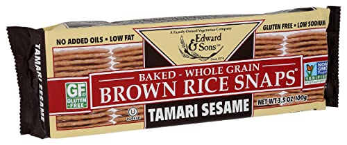 EDWARD & SONS, ORGANIC BROWN RICE SNAPS CRACKERS, TAMARI SESAME, 3.5 OZ