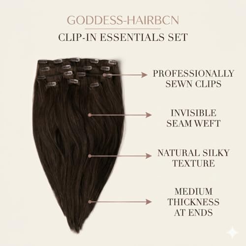 Luxury Clip In Hair Extensions Human Hair, 100% Remy Human Hair, Invisible Clips, Natural Volume & Length, Reusable Premium Hair Extensions (#1B Soft Black, 20 inch-80g)