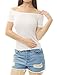 Allegra K Women's Off Shoulder Top Short Sleeve Halloween Solid Basic Slim Fit Tees Small White