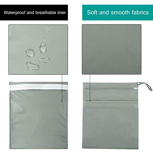 Zooawa Wet Dry Bag, 2 Pack Waterproof Reusable Portable Cloth Diapers Wet Bag with Double Zippered Pockets Carrying Storage Travel Bag Organizer for Baby Infants, Coffee + Gray - Thumbnail 2