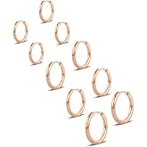 Gokeey 316L Surgical Stainless Steel Small Gold Silver Hoop Earrings for Women Men,Hypoallergenic Cartilage Helix Earrings for Sensitive Ears,Cute Conch Rook Tiny Huggie Hoops Earring Set for Multiple Piercing Jewelry Gift 6mm-12mm