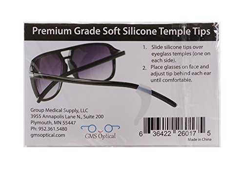 GMS Optical Premium Grade Comfortable Silicone Anti-slip Holder for Glasses, Ear Hook, Eyeglass Temple Tip (2 Pair, Clear)