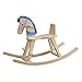 Teamson Kids - Safari Wooden Rocking Horse with Removeable Safety Surrond Pad for Toddlers - Natural / Blue
