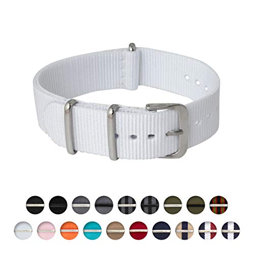 Archer Watch Straps | Nylon NATO Straps | Choice of Color and Size (White, 22mm)