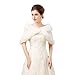 Women Faux Fur Shawls Halloween Costume Wrap Wedding Bridal Capelet Shouder Cape (White/Embroidery)