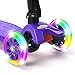 ChromeWheels Scooters for Kids, Deluxe Kick Scooter Foldable 4 Adjustable Height 150lb Weight Limit 3 Wheel, Lean to Steer LED Light Up Wheels, Best Gifts for Girls Boys Age 3-12 Year Old, Purple