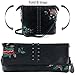 K&Bo Women's Cross Body Bag and Clutch, Black Studs with Floral Embroidery