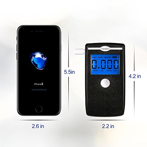 Breathalyzer, Portable Digital Breath Alcohol Tester LED Screen with 5 Mouthpieces for Home Use (Black)