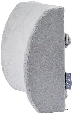 Rolling Panda - Pure Memory Foam Lumbar Pillow (Cushion)- Specially Design For Lower And Mid Back pain Relief - Lumbar Support Pillow With Dual Premium Elastic Straps - Washable Cover (Grey)