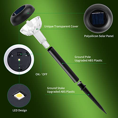 Mafuken 6 Pack Solar Outdoor Lights, LED Solar Powered Garden Lights, IP65 Waterproof Solar Pathway Lights for Yard/ Landscape/ Patio/ Lawn/ Walkway, Warm White