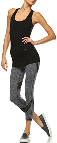 Pink Buddha Black Grey Printed Mesh Performance Yoga Running Capri Activewear Leggings (med, grey 1582)