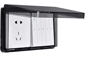 Outdoor Socket Waterproof Wall Power Socket IP66 Rated with 2-Gang Switch Cover for Garden and Patio Use(Transparent)