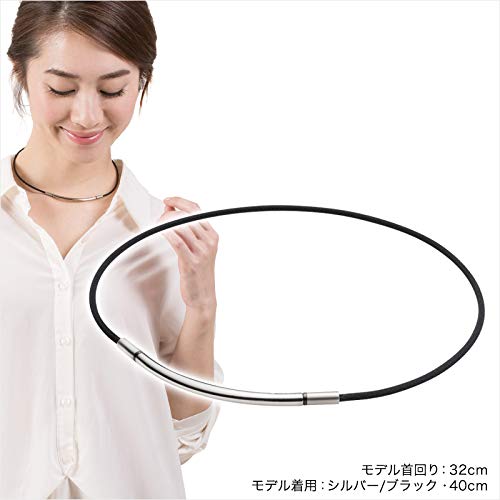 Phiten (Phiten) Necklace RAKUWA Neck Metakkusu Round Silver/Black 50cm