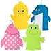 Terrycloth Animal Puppet Bath Mitts Washcloths - Duck, Dolphin, Fish, Frog