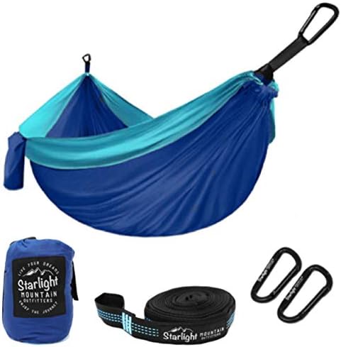 Starlight Mountain Outfitters Single/Double Hammock - Portable Lightweight Parachute Nylon with Tree Straps, Best Hammock for Backpacking, Hiking, Camping, Outdoors Travel