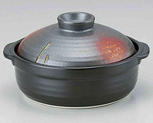 Click Here to See More Images Akeshino for 2-3 persons 8.6inch Donabe Japanese Hot pot Black Ceramic Made in Japan