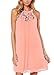 DREAGAL Women's Scoop Neck Loose Fit Floral Lace Mini Dress Peach Small