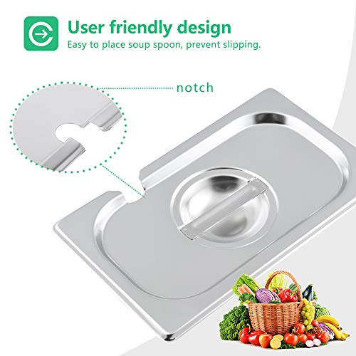image for Kitma 1/9 Size Stainless Steel Slotted Steam Table Pan Cover, Pan Lids