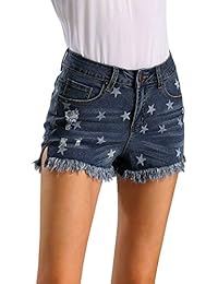 Pantalones cortos de jean con estampado de estrellas para dama