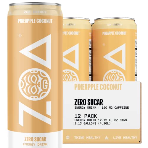 ZOA Zero Sugar Energy Drinks Pineapple Coconut Healthy Energy