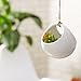 MyGift Modern 5 inch Round Hanging White Ceramic Planter Pots with Jute Twine Rope, Set of 2