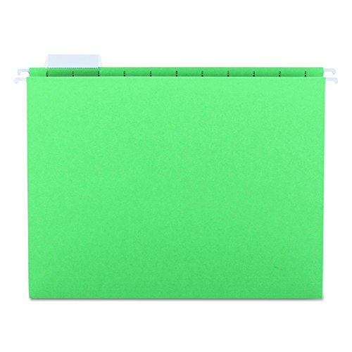 Smead Hanging File Folder, 1/5-Cut Adjustable Tab, Letter Size, Green, 25 Per Box (64061)