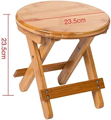 Folding wooden stool Portable Mazar Fishing stool Round stool Antirust Anti-mold Foldable Suitable for living room / balcony/ outdoor Small chair Bamboo Low carbon Wood color , 23.523.5cm