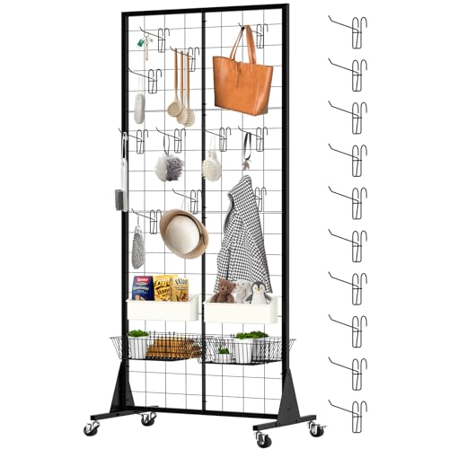 DEYEGELEA 60 x 160 cm Heavy Duty Display Stand with Triangular Base with Hooks Included for Retail Shop, Professional Show, Store