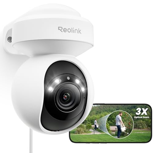 REOLINK 4K Outdoor Security Camera, PTZ Camera for Home Security, Wi-Fi 6 New Technology, Motion Tracking Person/Vehicle/Pet Detection, 3X Optical Zoom, Motion Spotlight, Local Storage, E1 Outdoor Pro