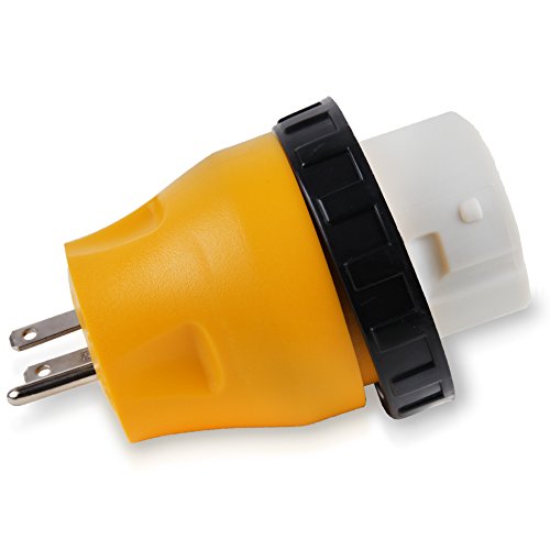 Proline Power 15A to 50A Female to Male Twist Lock RV Adapter Cord, Generator Trailer Camper Adapter Cable With 125V AC Plug. (HB50F/15M)