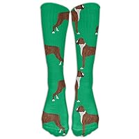 SDEYR79 Boxer Cute Pet Dogs Youth Soccer Socks Teens Knee High Football Socks Long Striped Rugby Tube Socks.