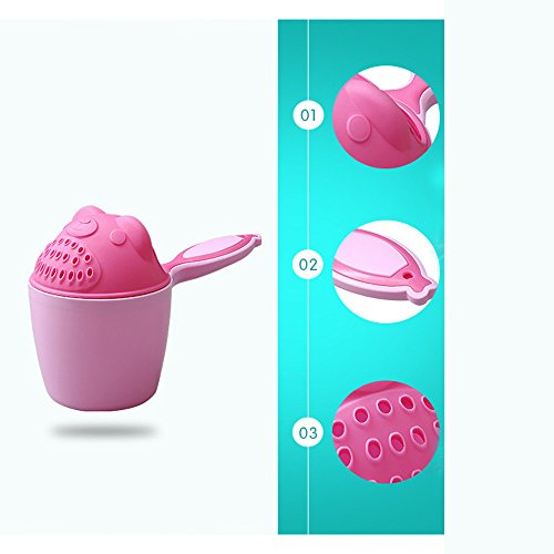 MOVEmen Shower Baby Spoon Shower Bath Water Swimming Bailer Shampoo Cup Children's Products Fountain Tap Children's Toothbrush Holder Washing Cup Colander Handheld Shower Head Top Spray (Pink)
