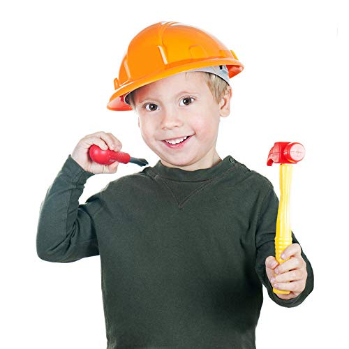 PROLOSO 37 Pcs Construction Tool Toys Set for Kids Pretend Play Construction Accessories Playset with Carry Bag