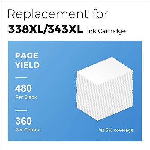 Mycartridge-2-Compatible-HP-338343-Cartucho-de-Tinta-338XL-343XL-para-HP-Photosmart-C3180-8750-Deskjet-6540-PSC-1610-2355-Officejet-H470-NegroColor