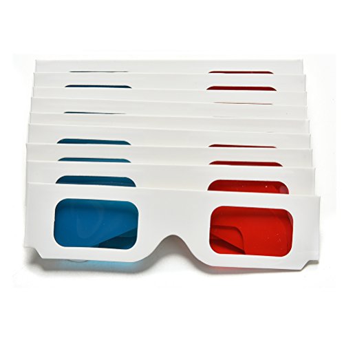 Ioffersuper 10Pc X Universal Anaglyph Cardboard Paper Red Blue Cyan 3D Glasses for Movie