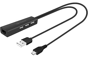 OASSUOSE 4 in 1 Ethernet Adapter and 3 Ports USB OTG Hub for Fire TV Stick 4K/Chromecast/Google Home Mini/Raspberry Pi Zero and Other Streaming TV Sticks,Micro USB OTG Cable HUB with Powered Network Adapter