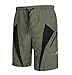 Santic Men's Bike Shorts Padded Bicycle Cycling MTB Shorts Loose-Fit 4D Padding Olive Green