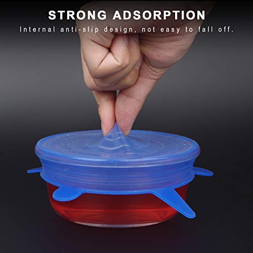 Silicone Stretch Lids,13 Pack Bowl Covers Food Huggers Reusable Expandable Containers for Fruits Vegetables Cups Bowls Dishes Cans (12 PACK)